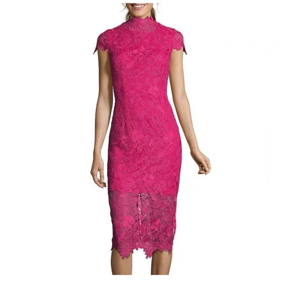 Nicole Miller | Dresses | Nicole Miller Hot Pink Lace Party Dress 2 |  Poshmark
